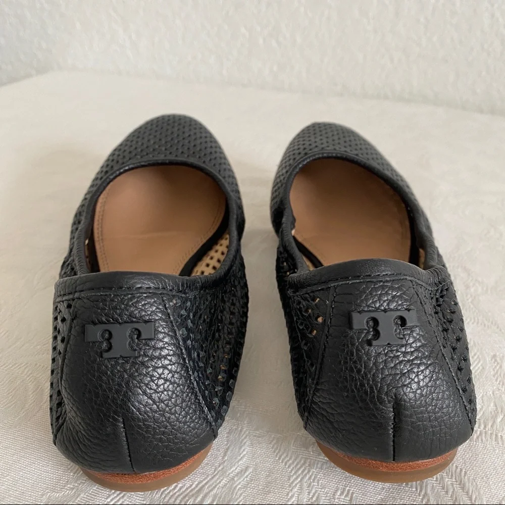 Tory Burch black perforated flats